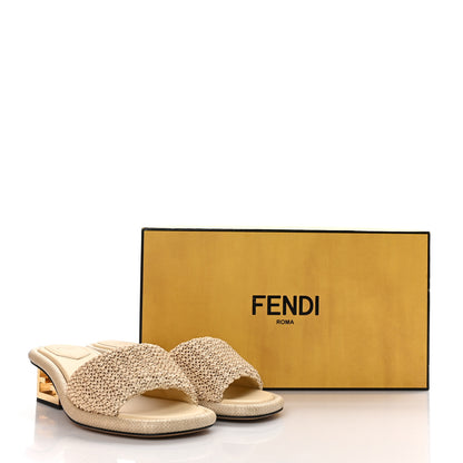 Fendi Raffia Intreccio Baguette 60mm Slide Sandals 38 Paglia 8 of 8