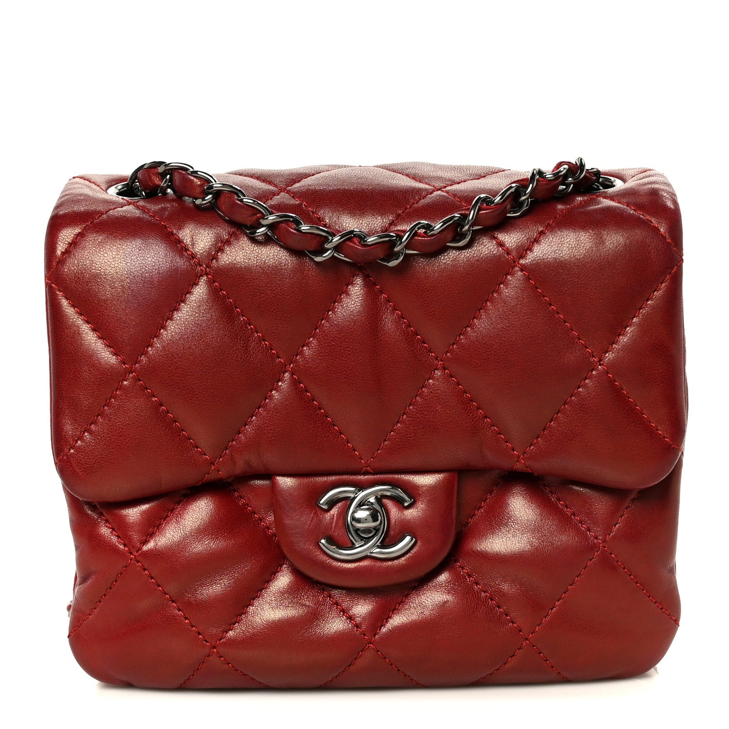 Lambskin Quilted Mini Chanel 3 Flap Red