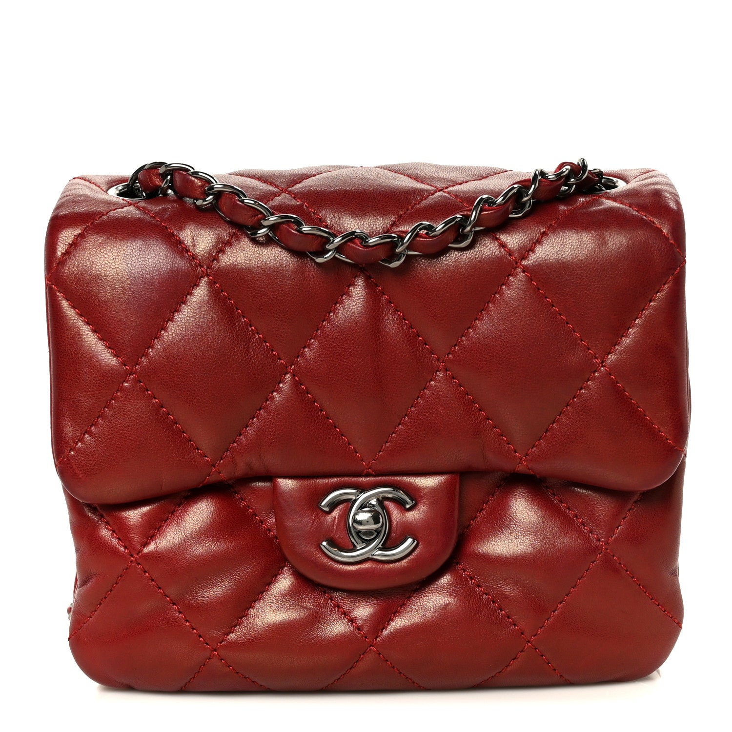 Chanel Lambskin Quilted Mini Chanel 3 Flap Red 1 of 11