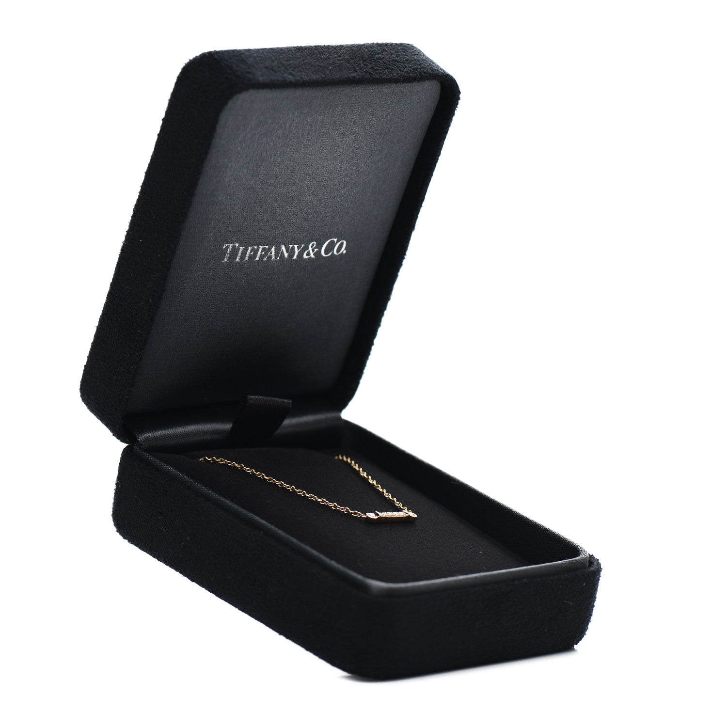 Tiffany 18K Rose Gold Diamond Fleur de Lis Key Bar Pendant Necklace 5 of 5