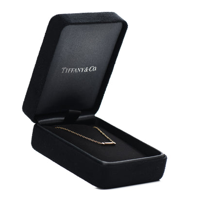 Tiffany 18K Rose Gold Diamond Fleur de Lis Key Bar Pendant Necklace 5 of 5