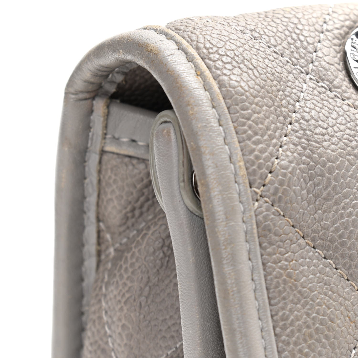 Chanel Caviar Quilted Medium French Riviera Flap Light Grey 16 of 19