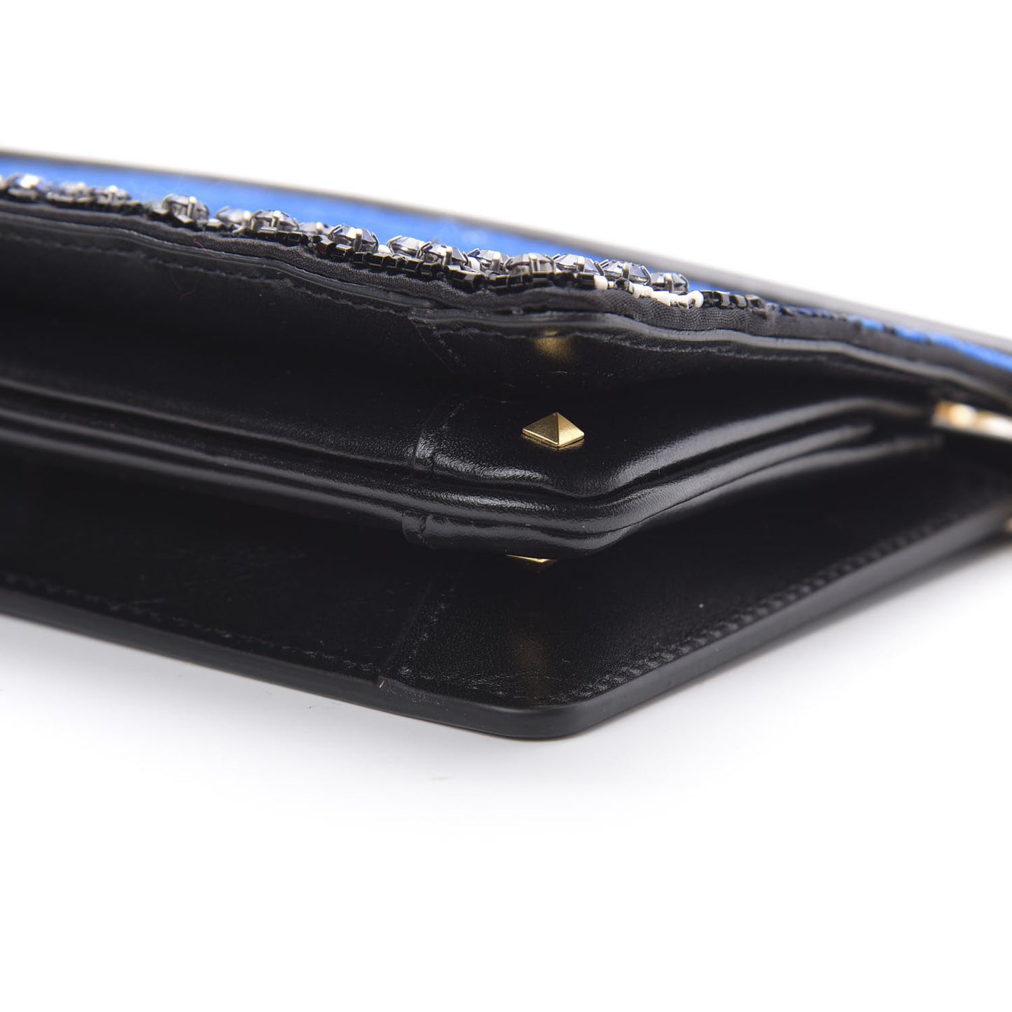 Nappa Beaded Embellished Carry Secrets Clutch Blue