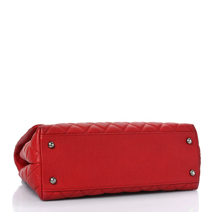 Chanel Caviar Quilted Small Coco Handle Flap Red 4 of 10