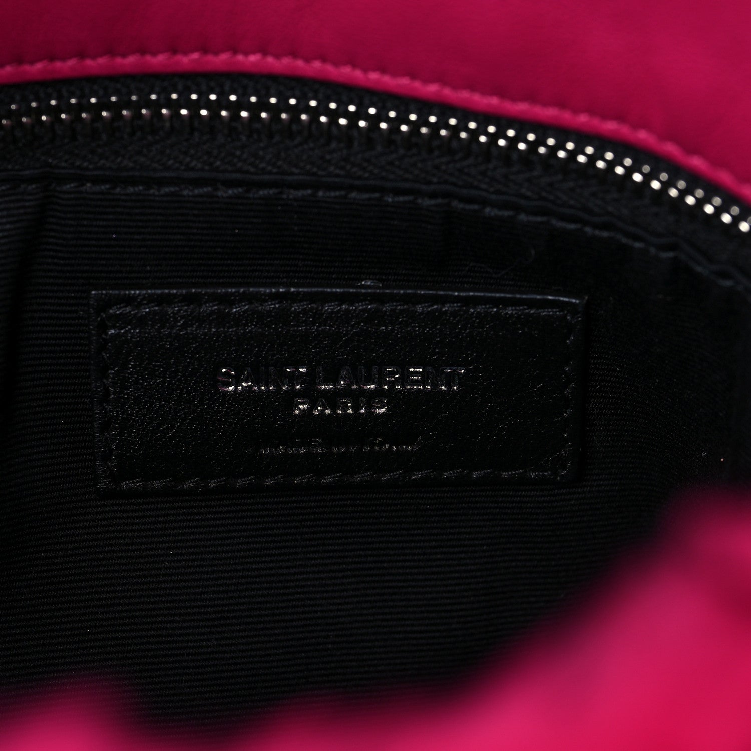 Saint Laurent Merino Shearling Lambskin Quilted Small Loulou Puffer Monogram Chain Satchel Fuchsia 5 of 6