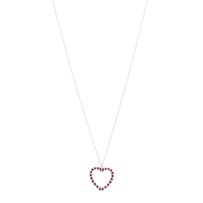 Tiffany Sterling Silver Enamel Paloma Picasso Striped Heart Pendant Necklace Red 1 of 4