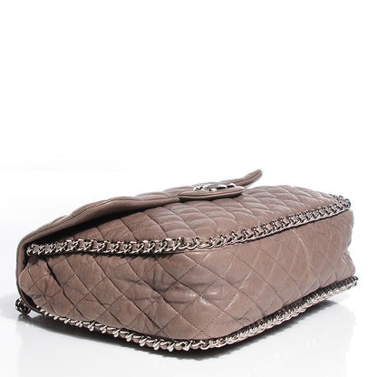 Chanel Washed Lambskin Quilted Chain Around Maxi Flap Taupe 4 of 7