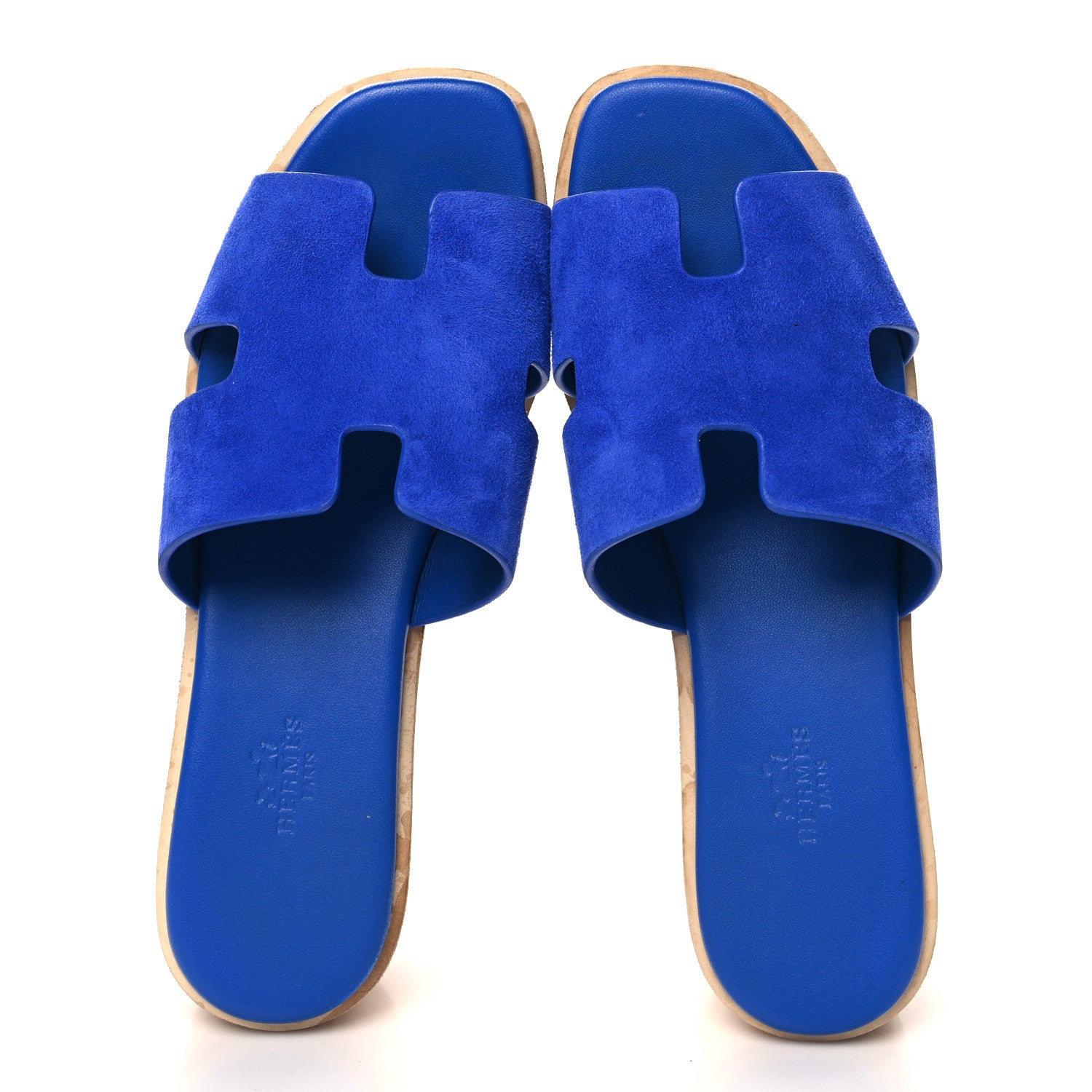 Hermes Suede Goatskin Cork Eze 30 Sandals 38 Bleu Ocean 2 of 10