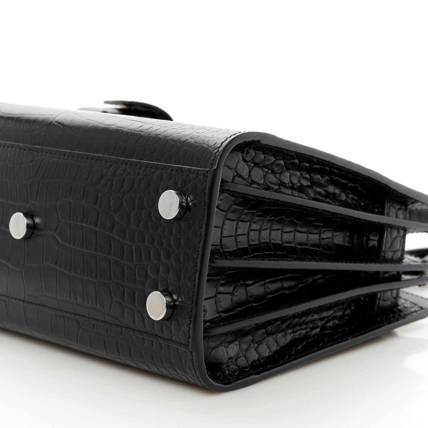 Calfskin Crocodile Embossed Nano Sac De Jour Black