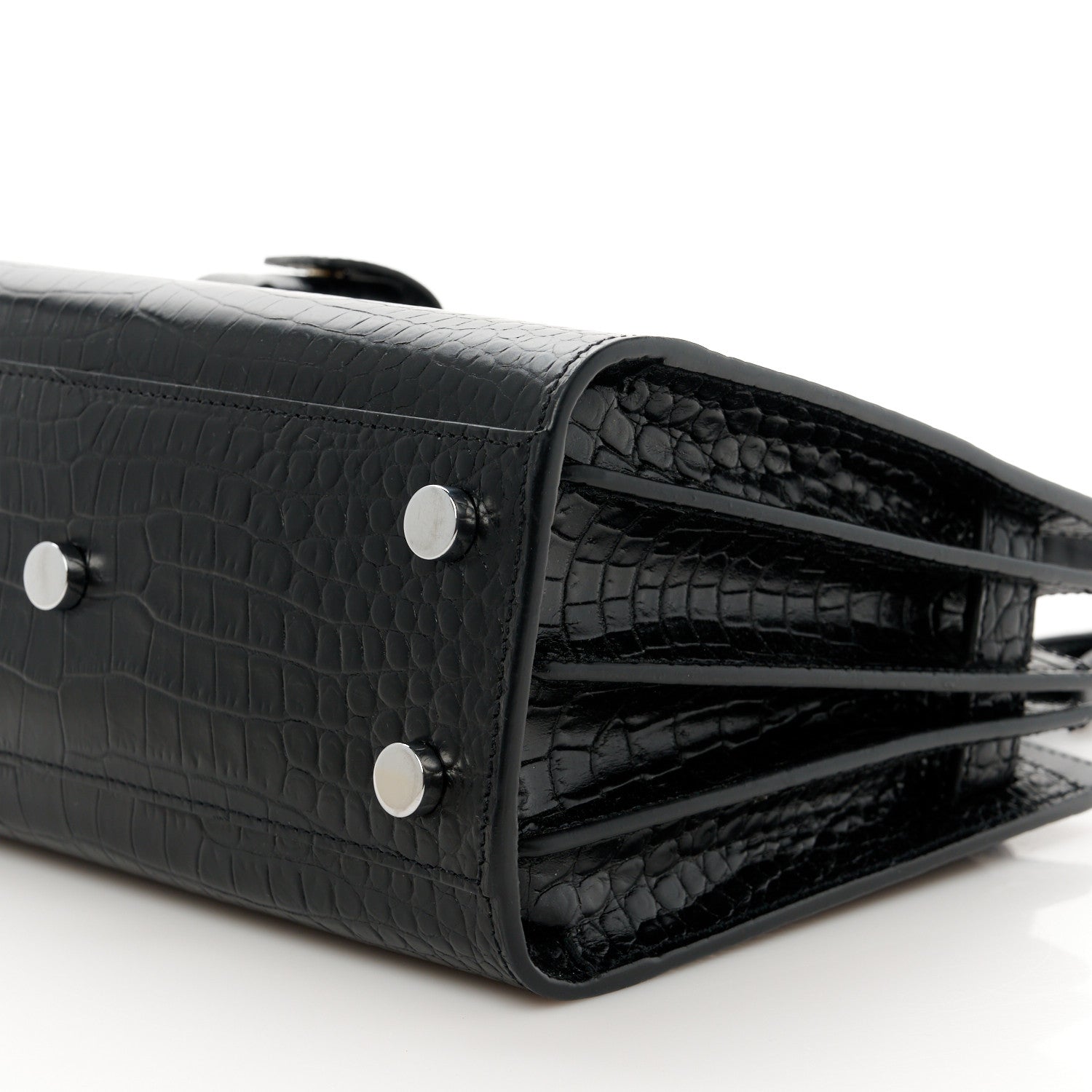 Saint Laurent Calfskin Crocodile Embossed Nano Sac De Jour Black 11 of 11