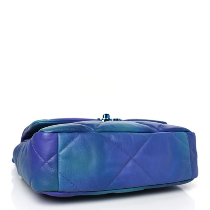 Chanel Tie Dye Calfskin Quilted Medium Chanel 19 Flap Blue Purple 4 of 10