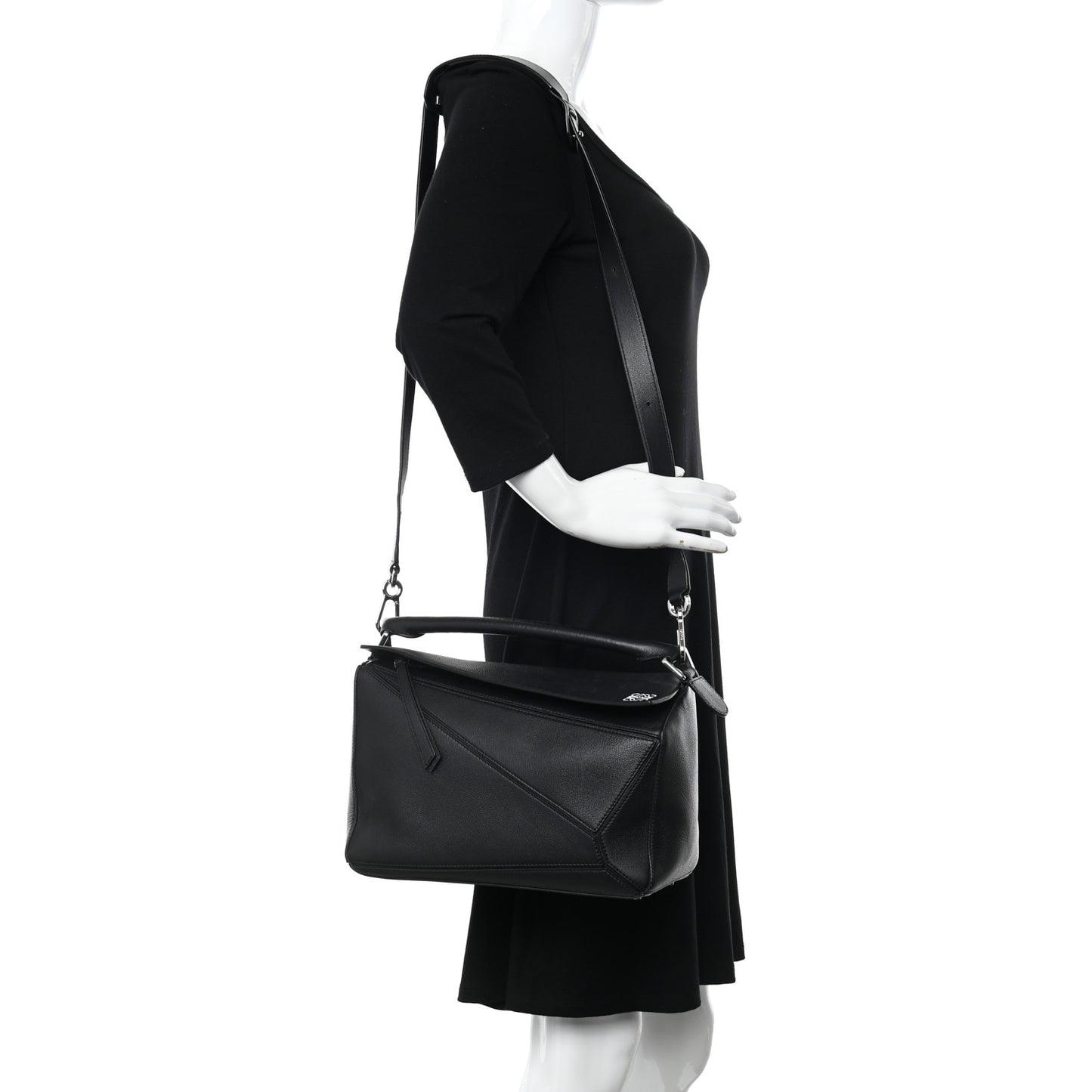 Calfskin Medium Puzzle Bag Black