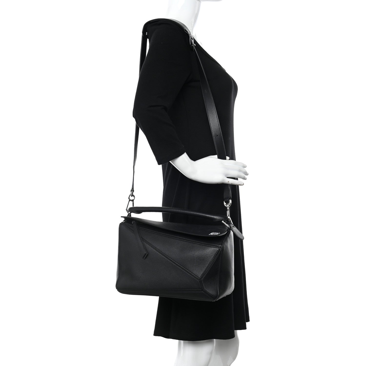 Loewe Calfskin Medium Puzzle Bag Black 2 of 12