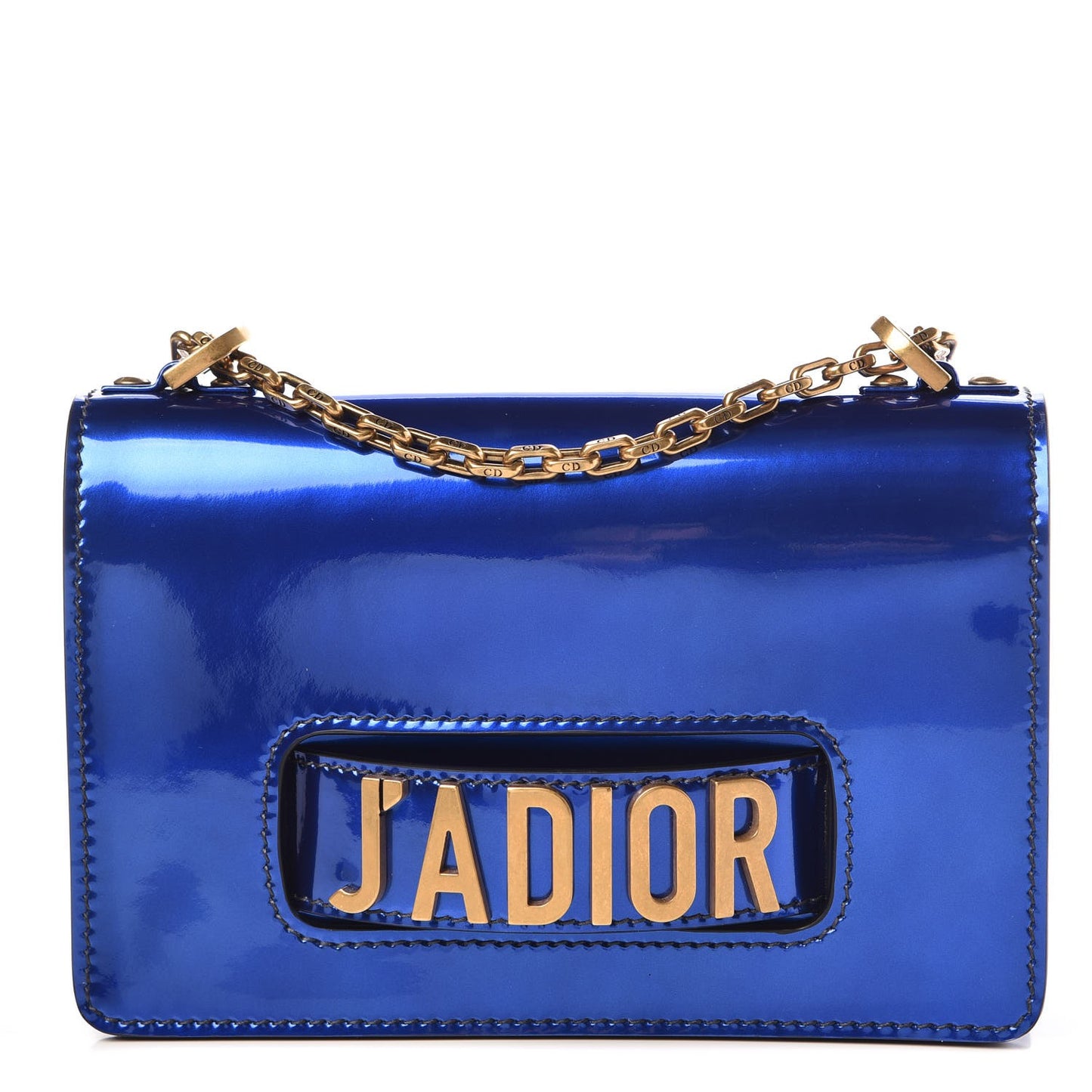 Metallic Calfskin J'Adior Chain Flap Bag Blue