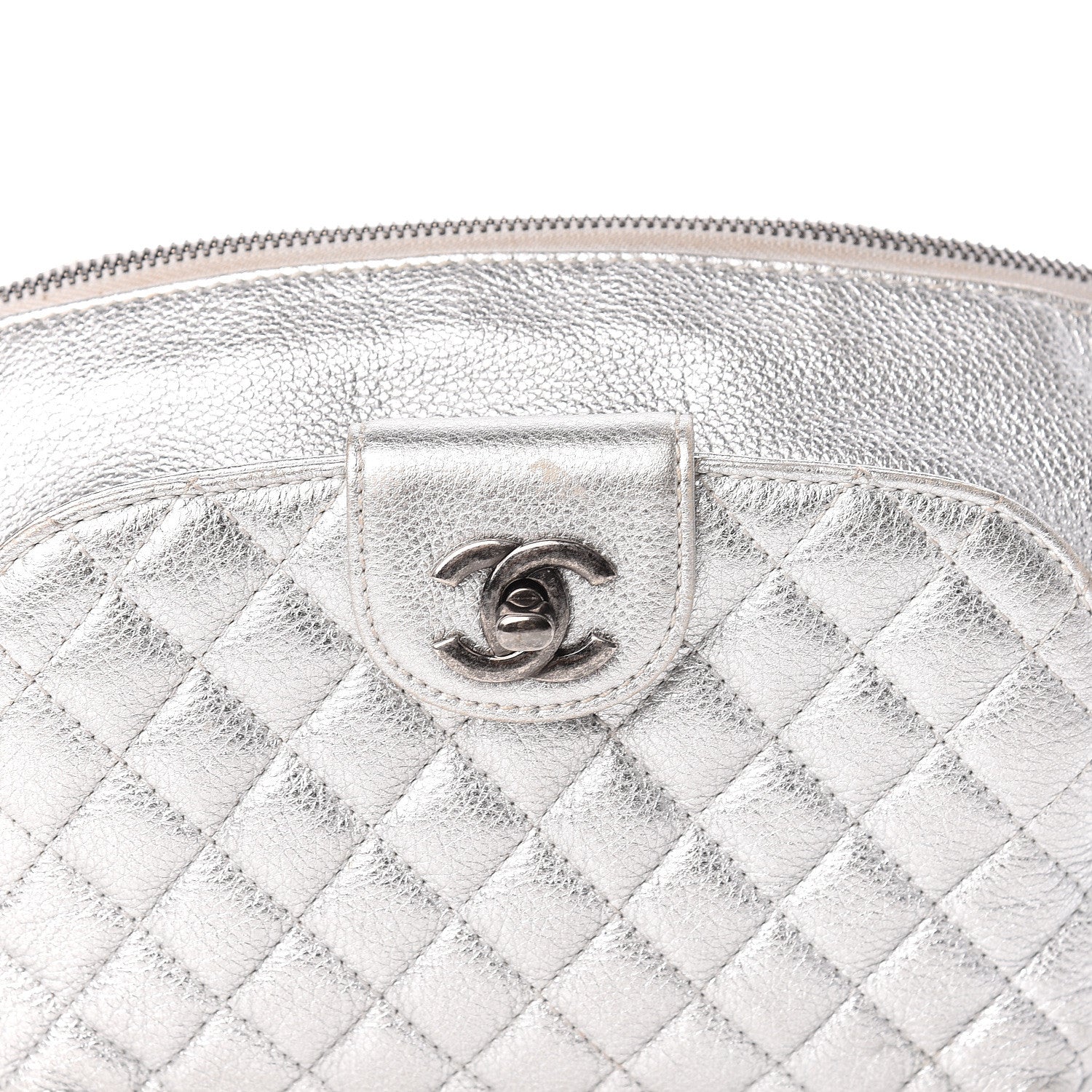 Chanel Metallic Grained Calfskin Quilted Casual Rock Waist Bag Fanny Pack Silver 10 of 10