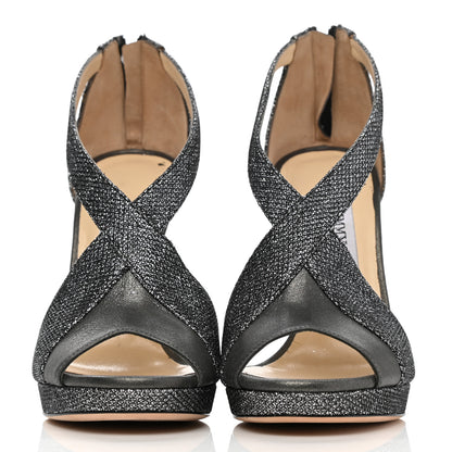 Jimmy Choo Glitter Crisscross Sandals 35.5 Silver 2 of 10
