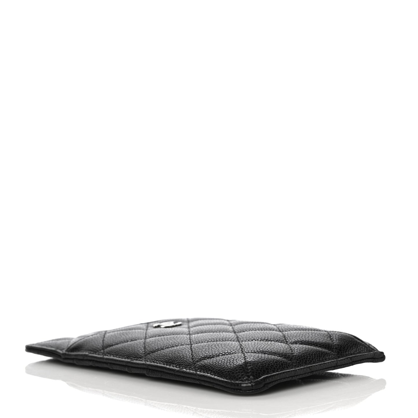 Caviar Quilted Classic Flat Wallet Pouch Black
