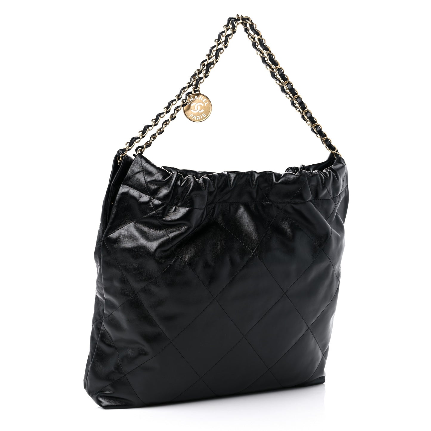 Shiny Calfskin Quilted Chanel 22 Black