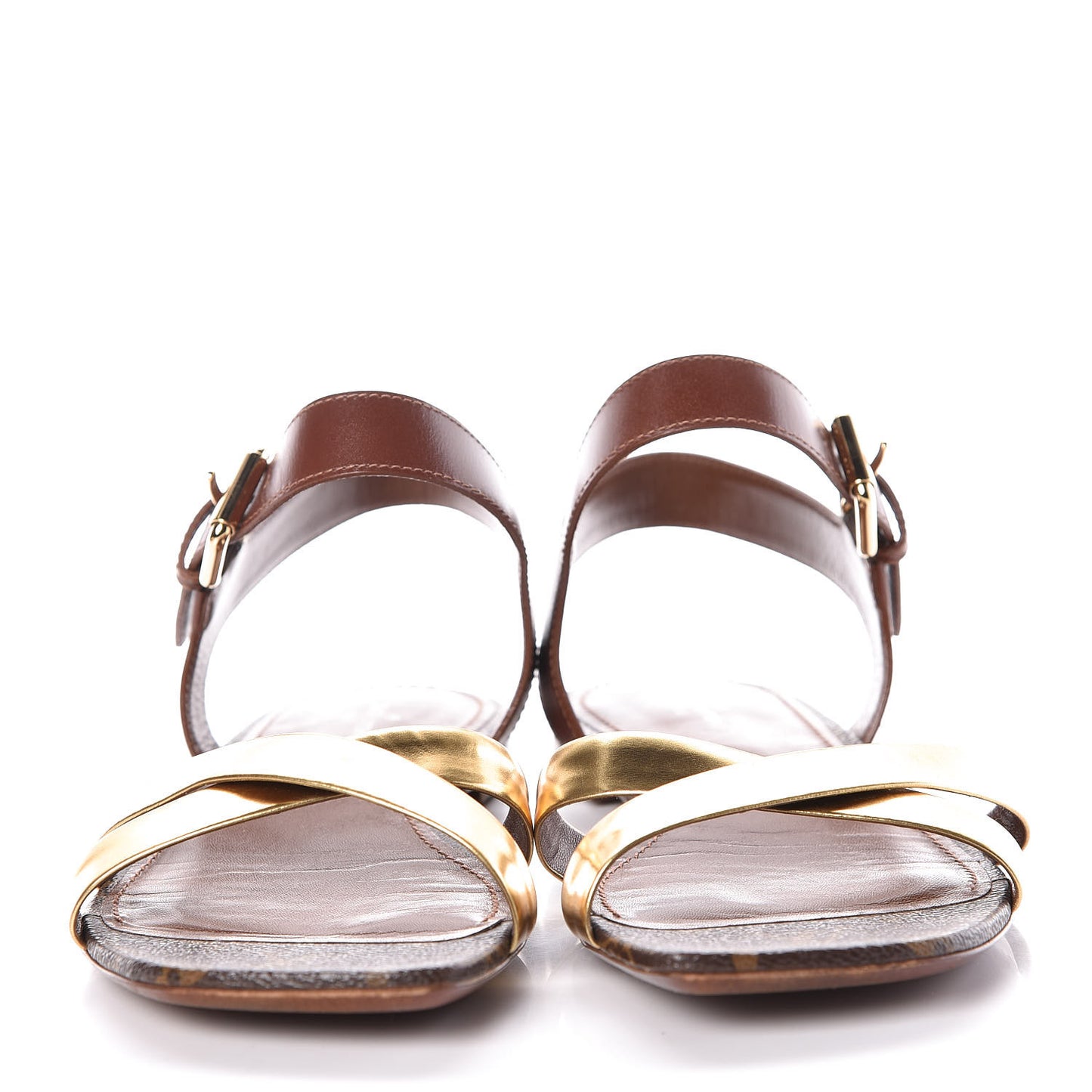 Monogram Metallic Flat Sandals 39 Gold