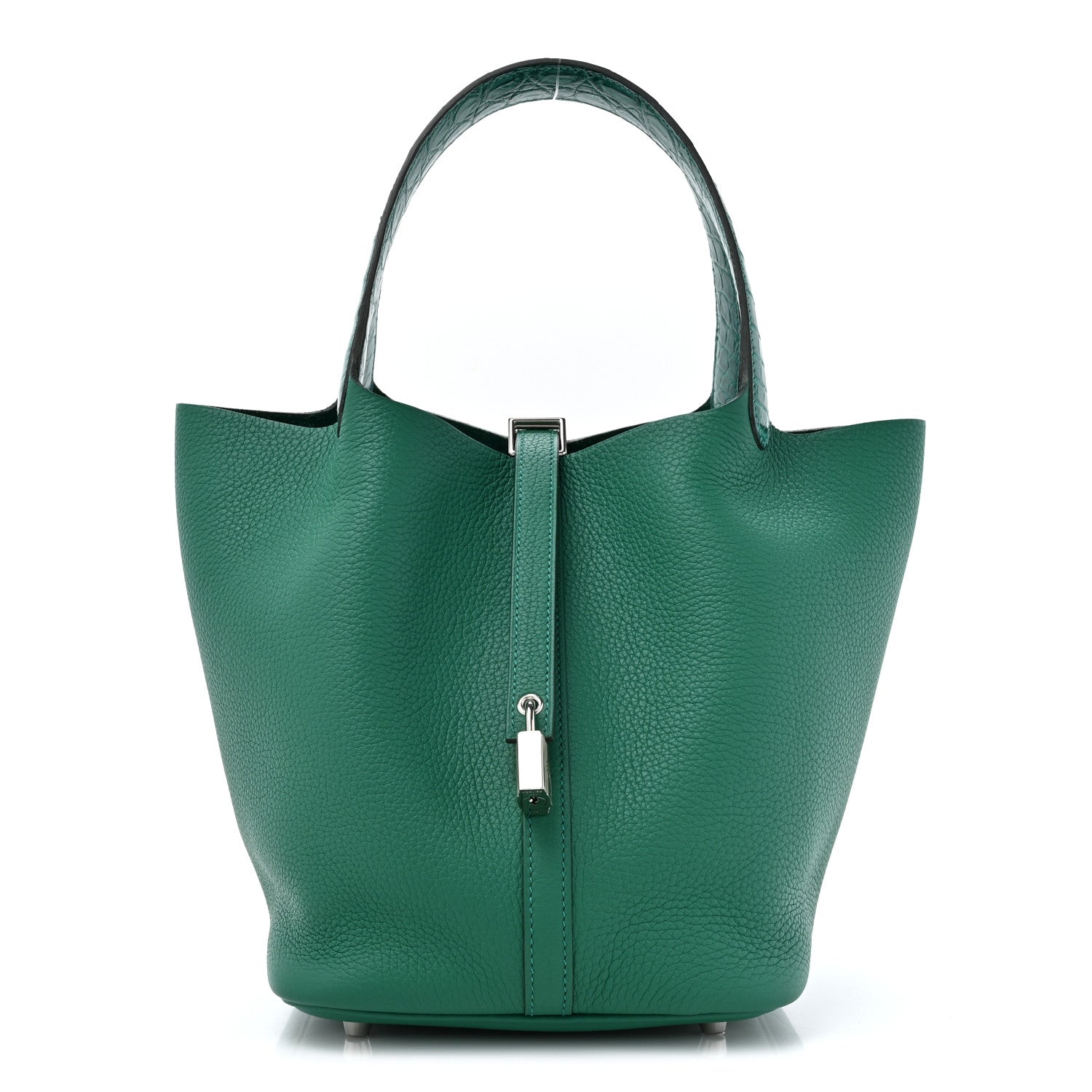 Hermes Taurillon Clemence Matte Alligator Picotin Lock Touch 22 MM Vert Vertigo 1 of 11