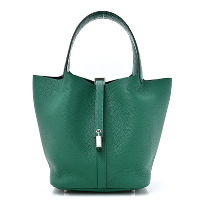 Hermes Taurillon Clemence Matte Alligator Picotin Lock Touch 22 MM Vert Vertigo 1 of 11