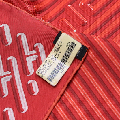 Hermes Silk Parcours D'H Scarf 90 Rouge Corail Capucine 5 of 6