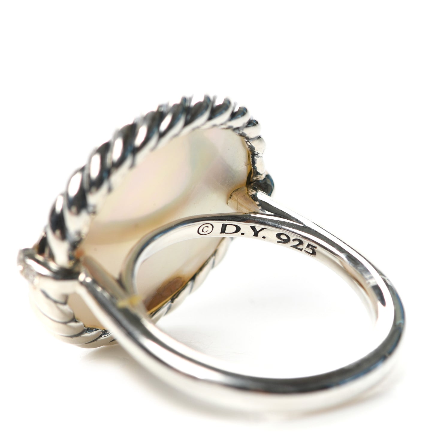 Sterling Silver Mother Of Pearl Diamond Elements Ring 52 6