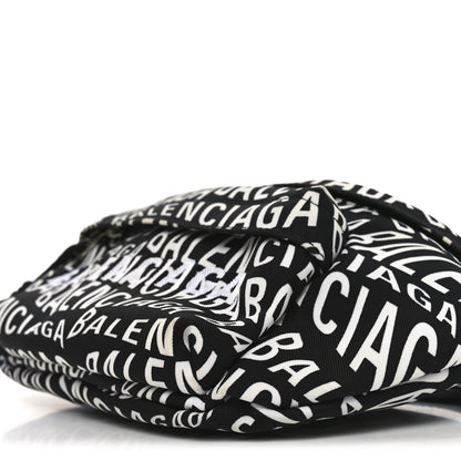Balenciaga Nylon Wave Logo Print Wheel Beltpack Black White 18 of 18