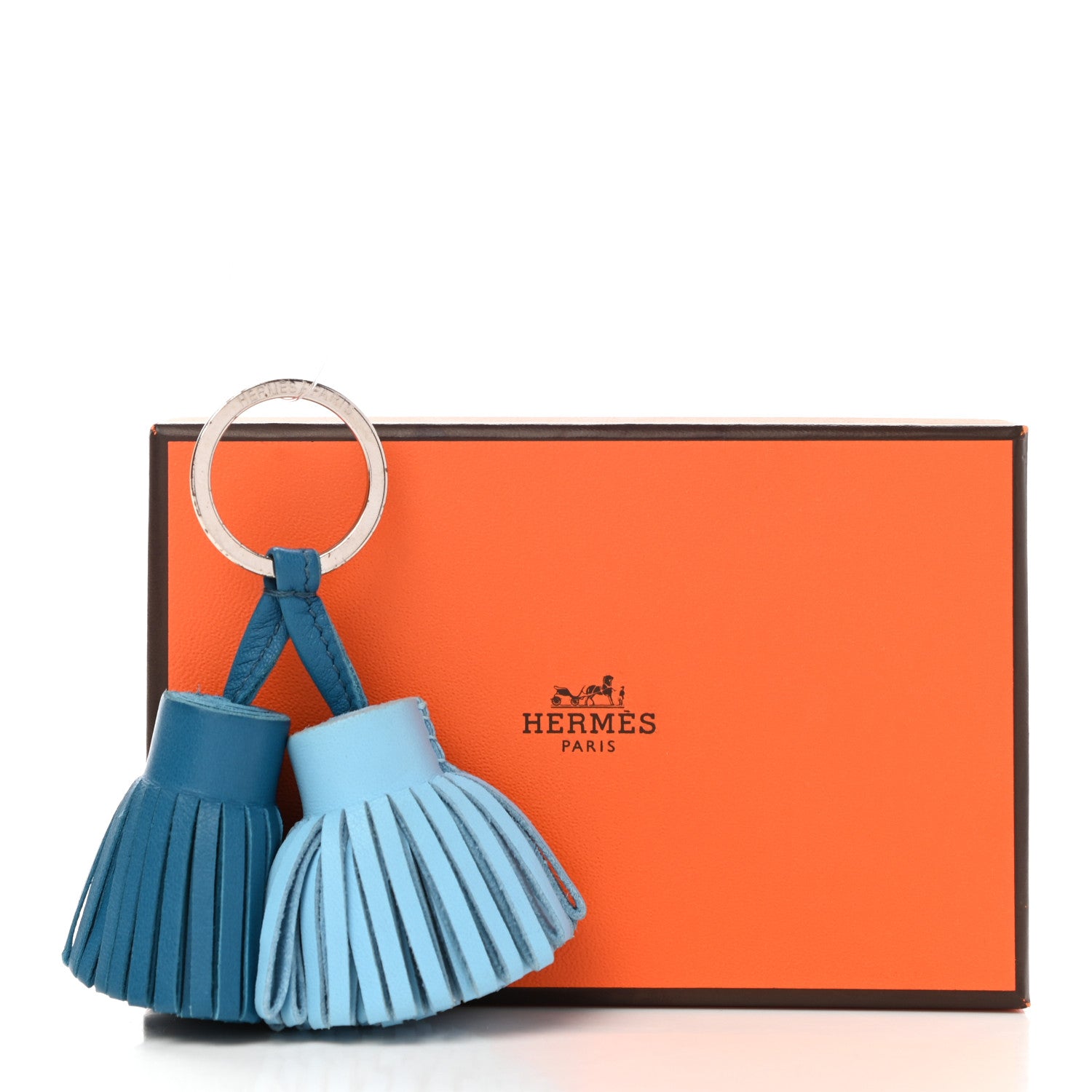 Hermes Lambskin Carmen Uno-Dos Key Holder Cobalt Celeste 5 of 5