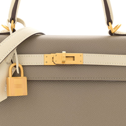Hermes Epsom Bi-Color Horseshoe Kelly Sellier 25 Gris Asphalte Craie 7 of 10
