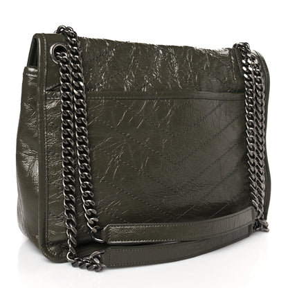 Saint Laurent Crinkled Calfskin Matelasse Monogram Medium Niki Chain Satchel Military Olive 3 of 9