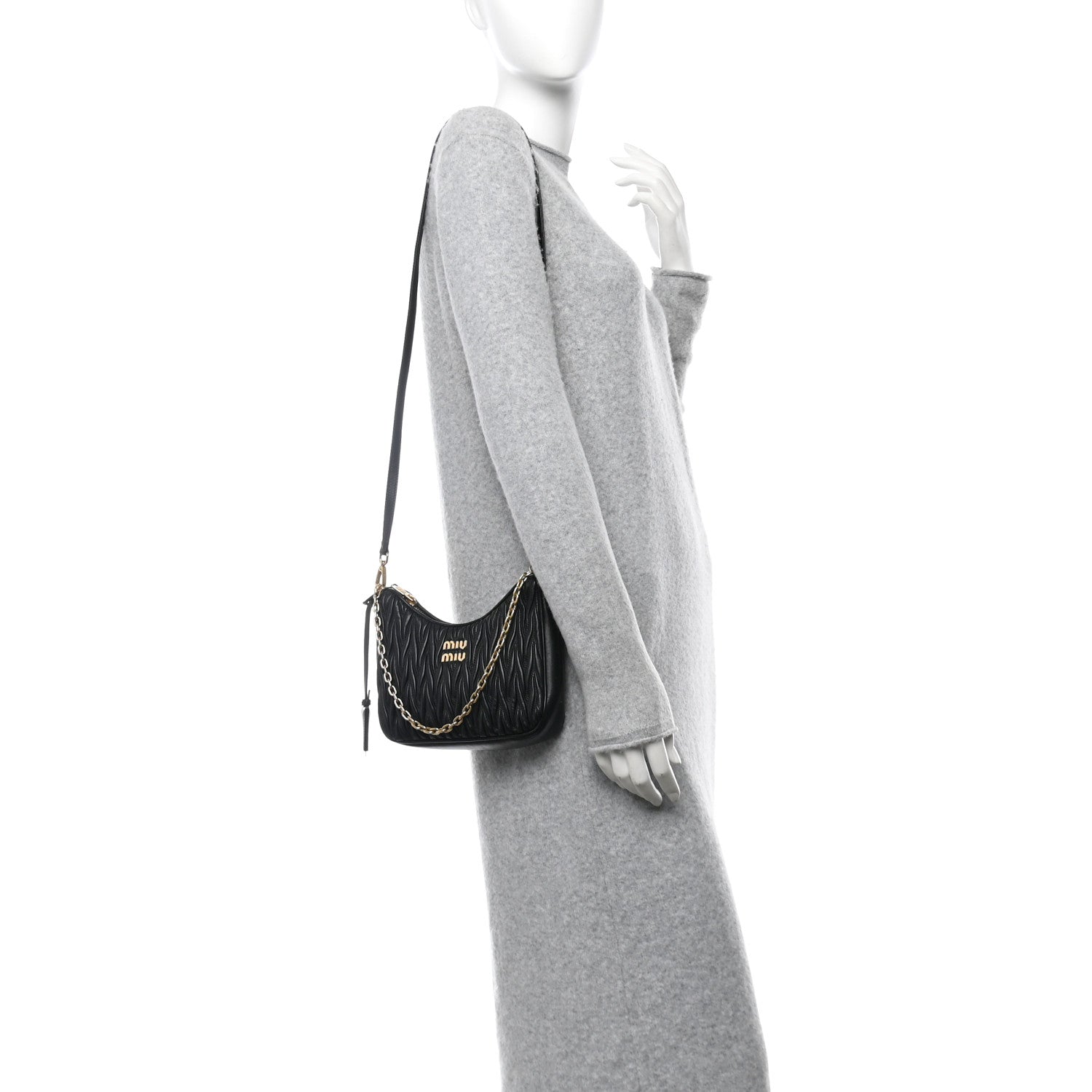 Miu Miu Nappa Matelasse Shoulder Bag Black 2 of 10