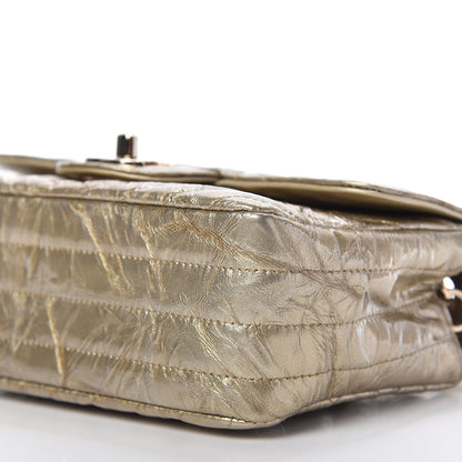 Chanel Patent Metallic Crumpled Calfskin Chevron Quilted Mini Rectangular Flap Gold 7 of 11