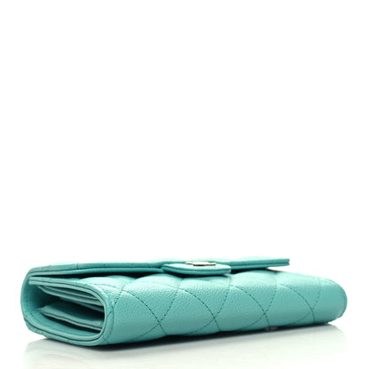 Chanel Caviar Quilted Medium Flap Wallet Turquoise 4 of 11