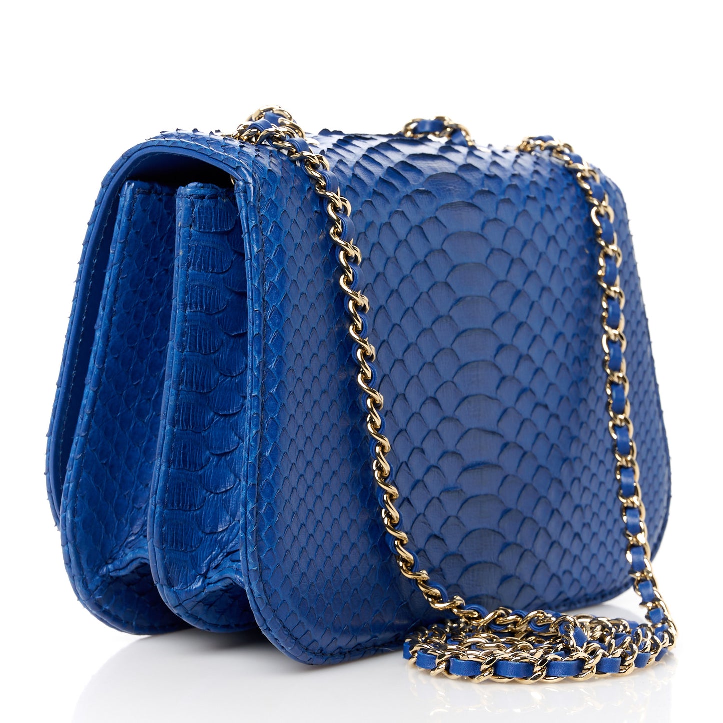 Snakeskin Small Braided Chic Flap Blue