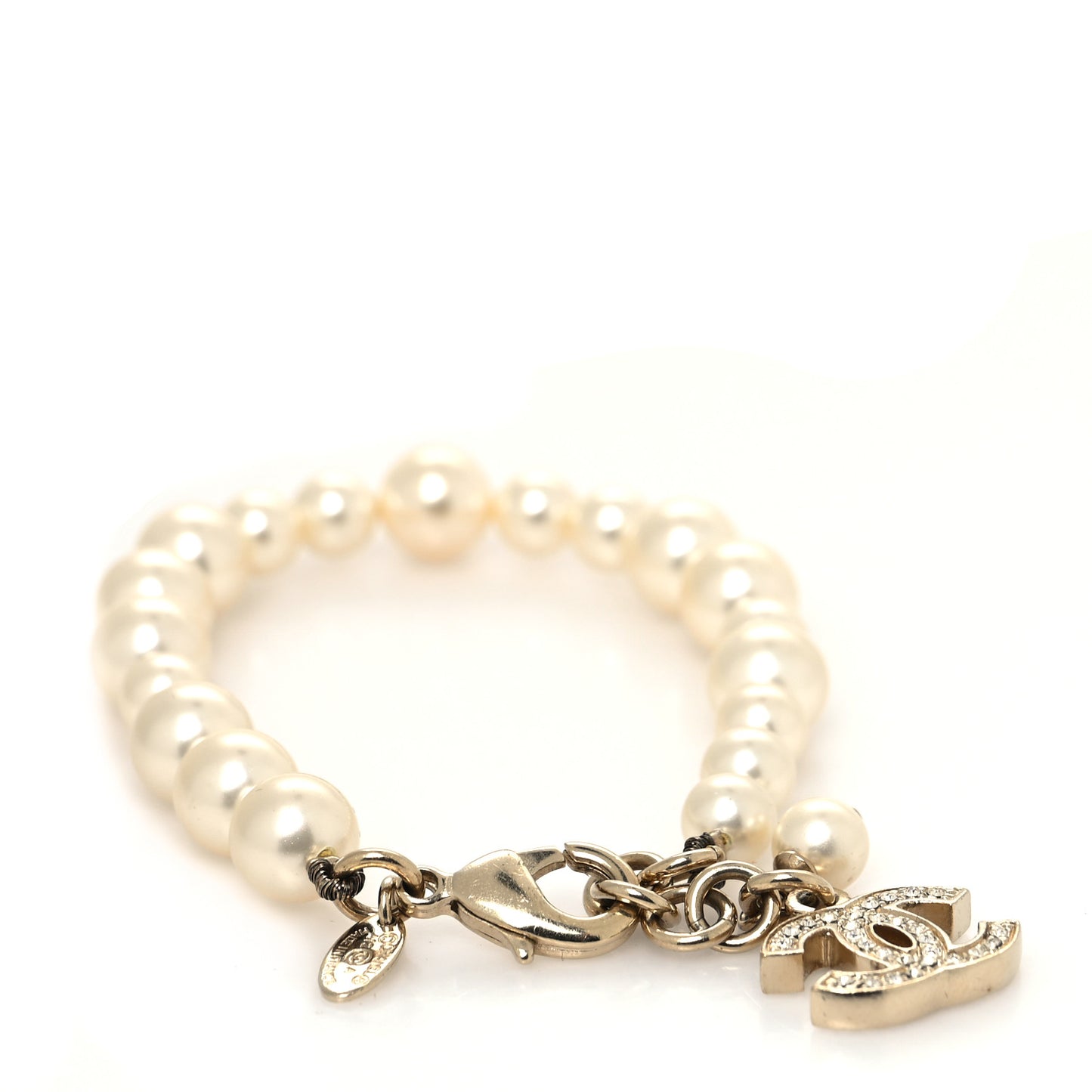 Pearl Crystal CC Bracelet Gold
