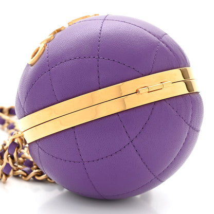 Chanel Lambskin CC Minaudiere Sphere Chain Clutch Purple 9 of 10