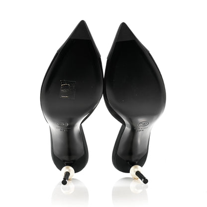 Chanel Suede Grosgrain Cap Toe Pearl Mule 39.5 Black 5 of 10