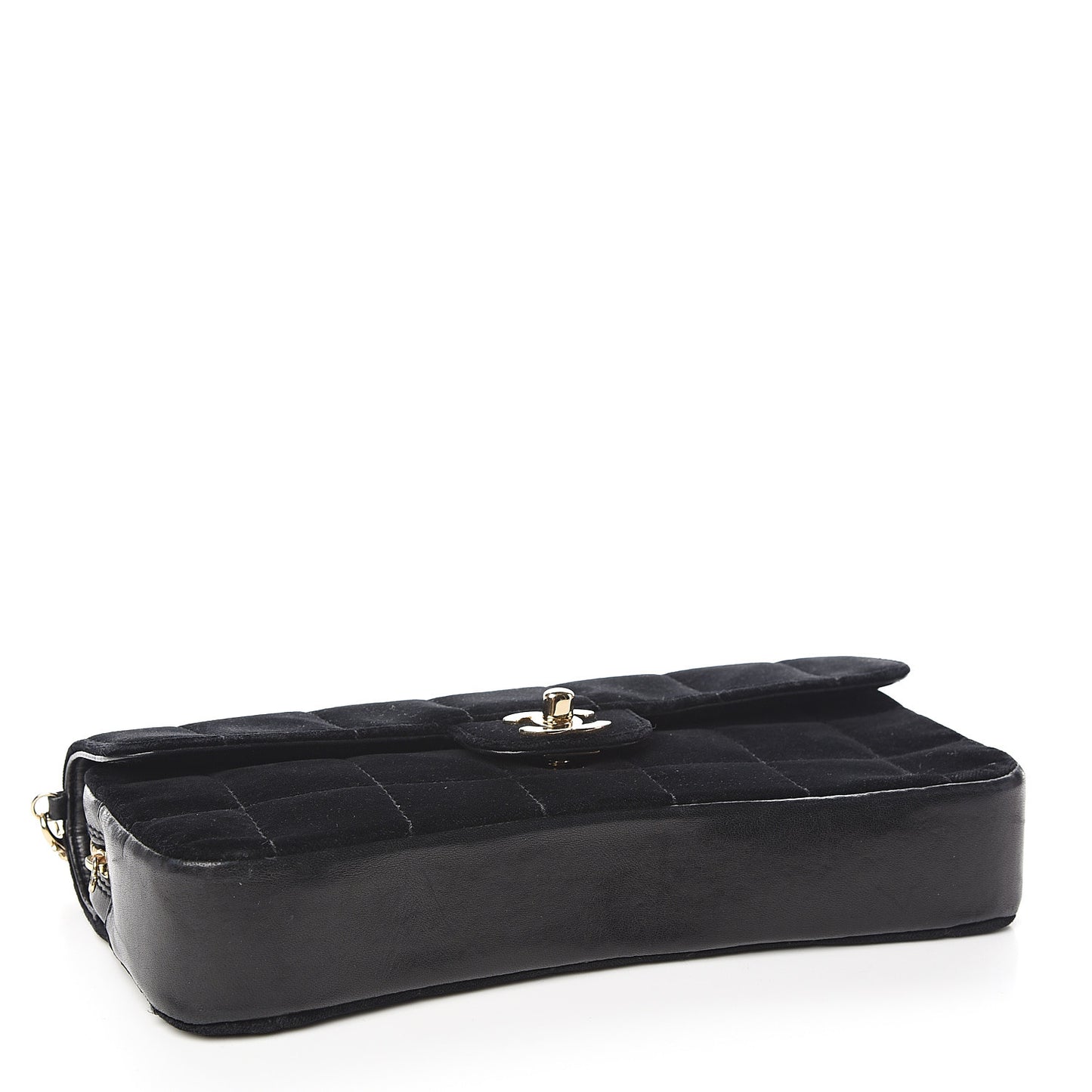 Velvet Quilted East West Travel Flap Black