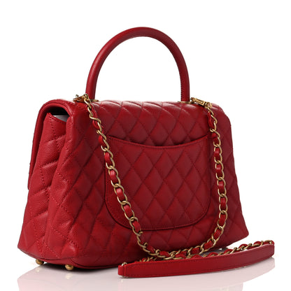 Chanel Caviar Quilted Small Coco Handle Flap Red 3 of 9