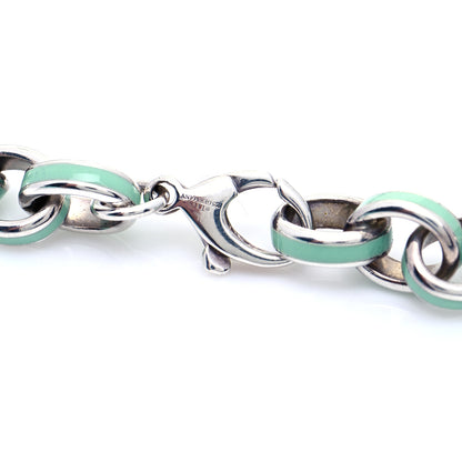 Tiffany Sterling Silver Enamel Oval Link Bracelet Blue 4 of 5