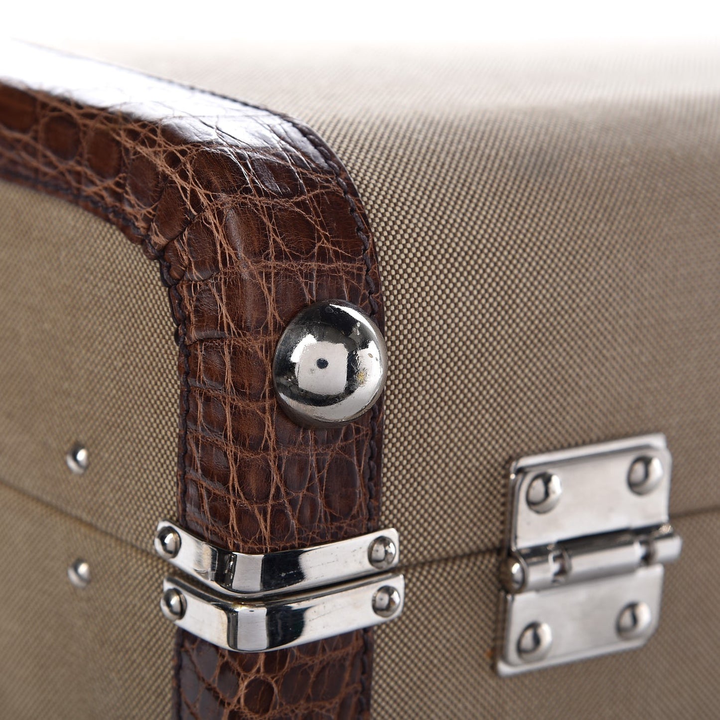 Jacquard Logo Crocodile Trim Suitcase Corda Tabacco