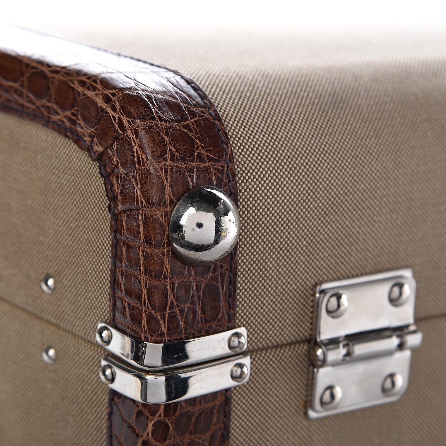 Prada Jacquard Logo Crocodile Trim Suitcase Corda Tabacco 9 of 20