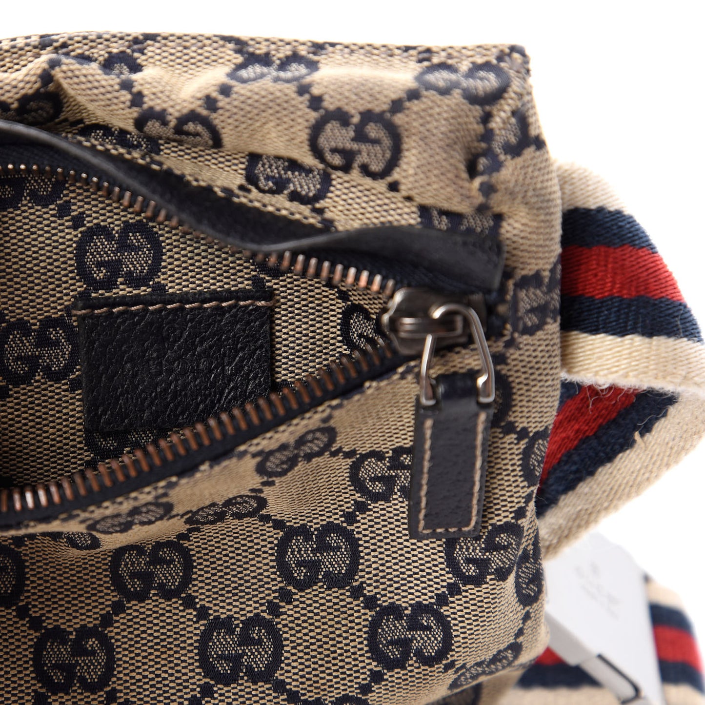GG Monogram Web Double Pocket Belt Bag Navy
