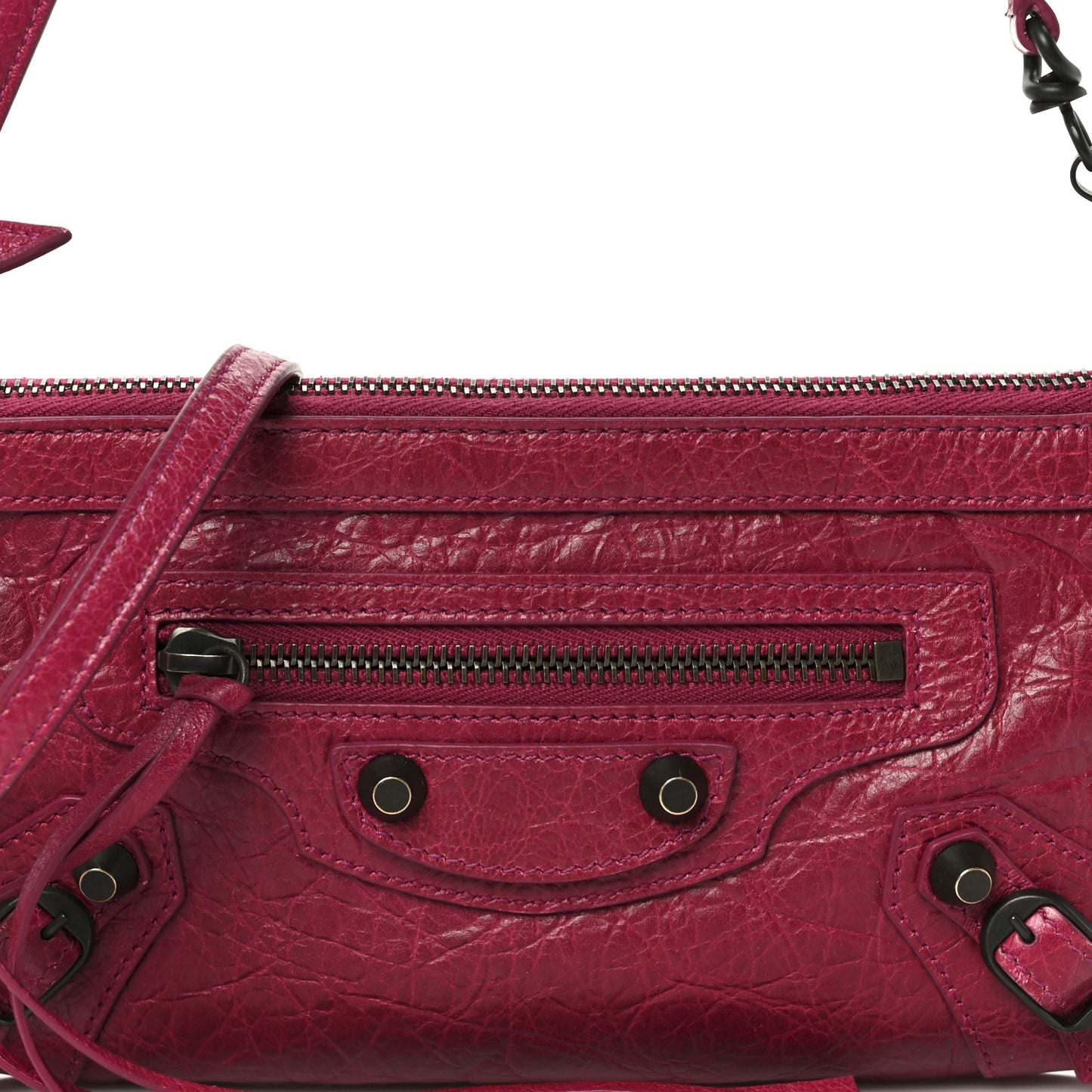Agneau Arena Classic Hardware Le City Pouch On Strap Framboise