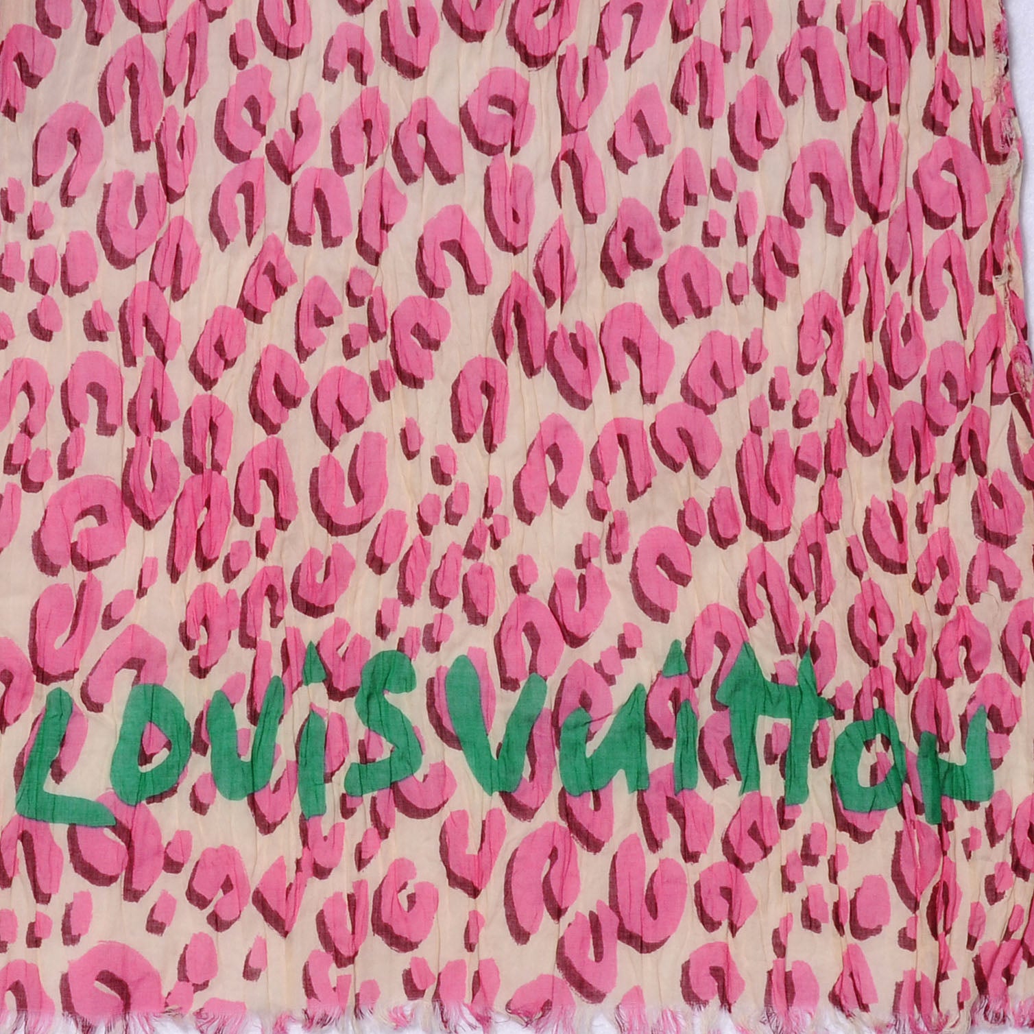 Louis Vuitton Cotton Leopard Pareo Blanc Corail 4 of 7