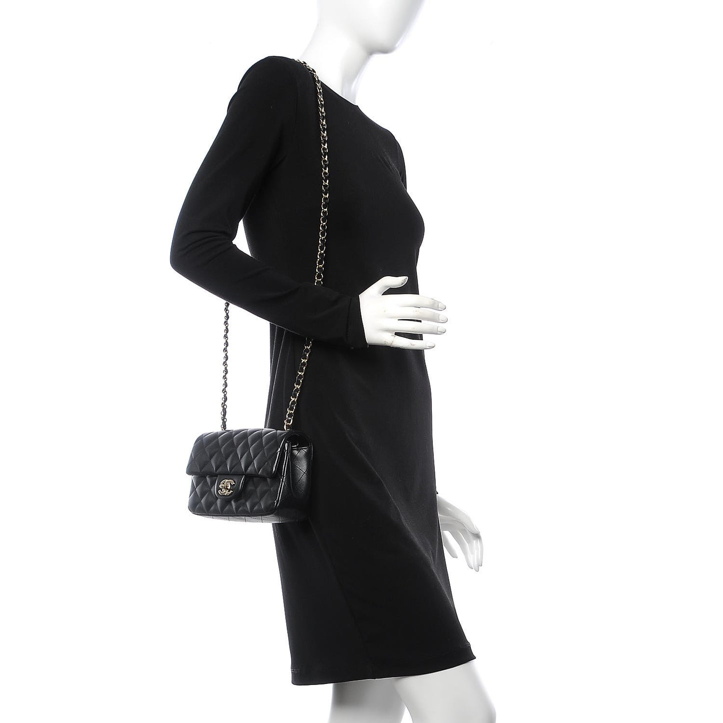 Lambskin Quilted Mini Rectangular Flap Black