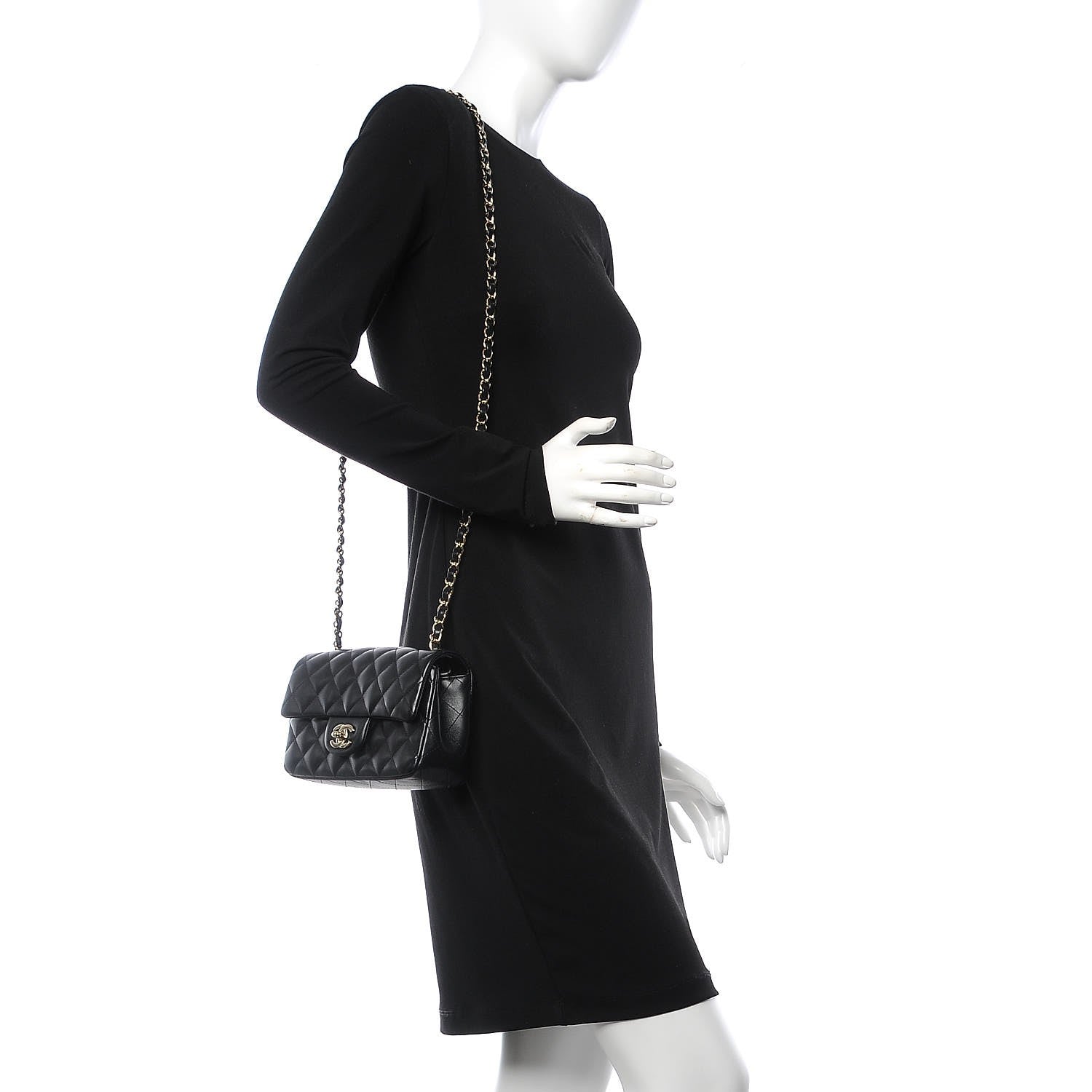 Chanel Lambskin Quilted Mini Rectangular Flap Black 2 of 8