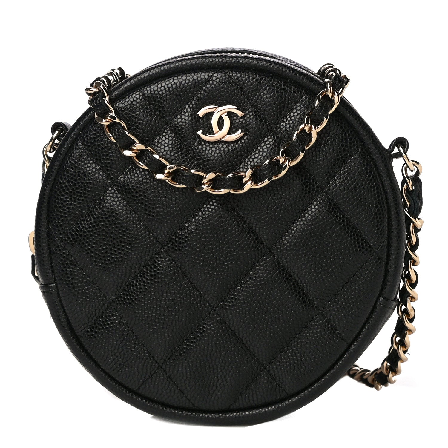 Chanel Caviar Quilted Round Clutch With Chain Black 1 of 11