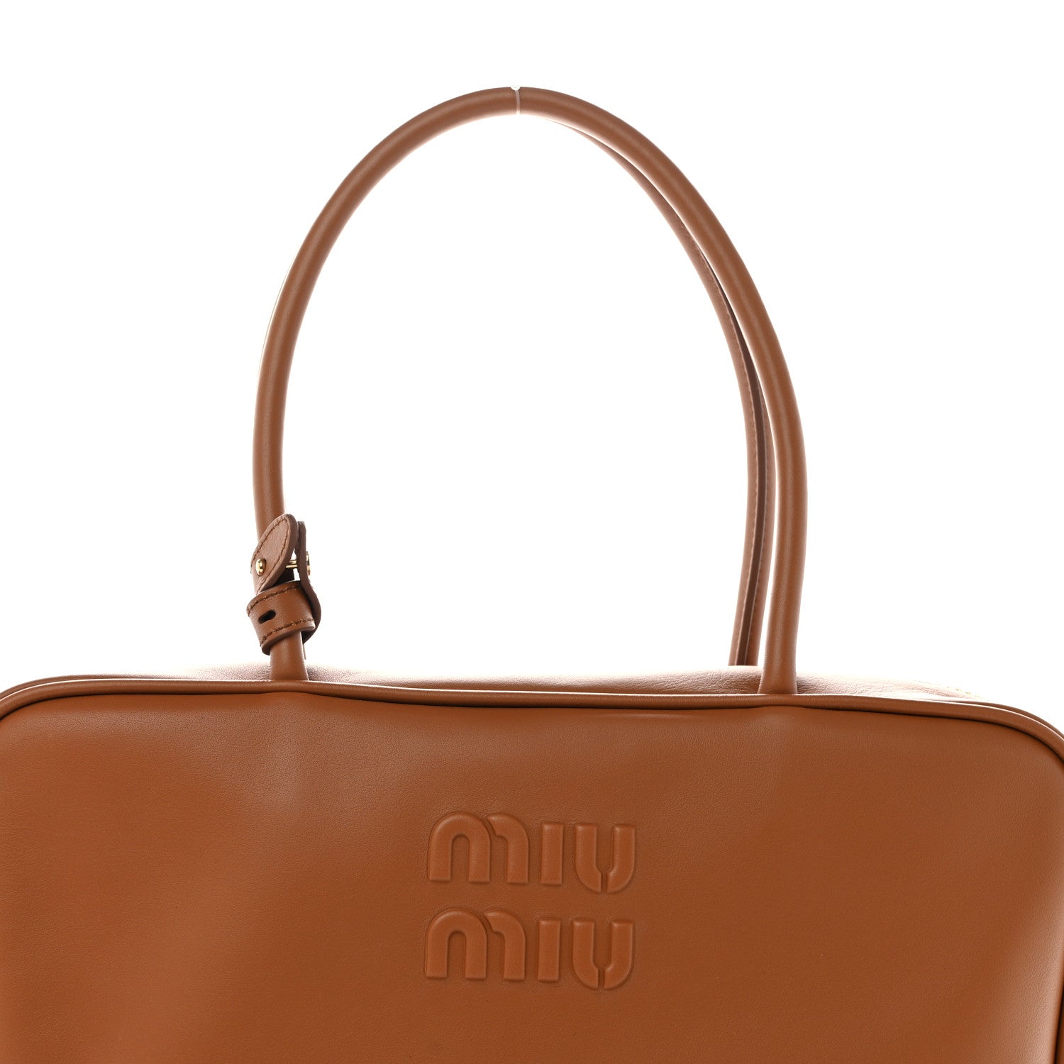 Miu Miu Soft Calf Softy Beau Top Handle Bag Cognac 7 of 9